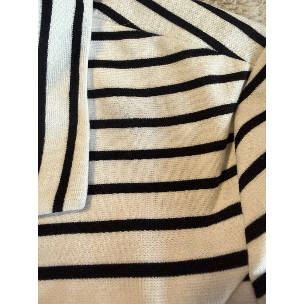 Christian Siriano Black & White Stripe Single Button Long Sleeve Blazer Medium